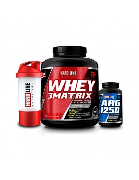 Hardline Nutrition Whey 3 Matrix Protein Tozu Çikolata 2300 Gr + Arg 1250 120 Kapsül + Shaker