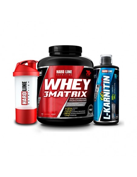 Hardline Nutrition Whey 3 Matrix Protein Tozu Çikolata 2300 Gr + L-Karnitin Thermo 1000 Ml + Shaker