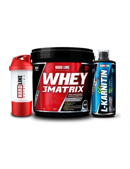 Hardline Nutrition Whey 3 Matrix Protein Tozu Çikolata 4000 Gr + L-Karnitin Thermo 1000 Ml + Shaker