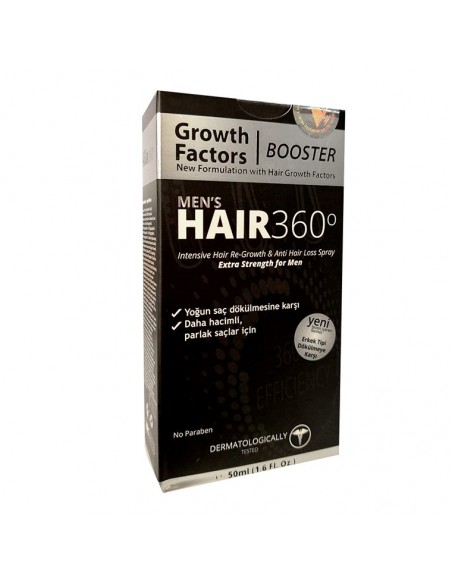 Hair 360 Growth Factors Booster Mens Hair Spray 50ml - Erkekler için Saç Spreyi