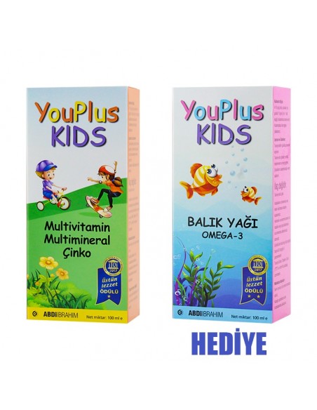 Youplus Kids Multivitamin 100 ml + Omega 3 Şurup 100 ml - 2'li Kofre