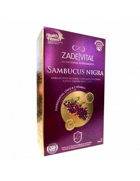 Zade Vital Sambucus Nigra Kara Mürver Ekstreli C Vitamini & Çinko İçeren Takviye Edici Gıda 15 Kapsül