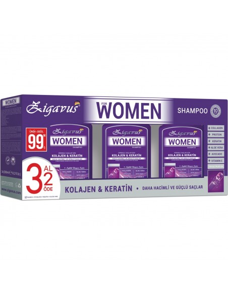 Zigavus Women Kolajen ve Keratin Şampuan 300 ml | 3 AL 2 ÖDE