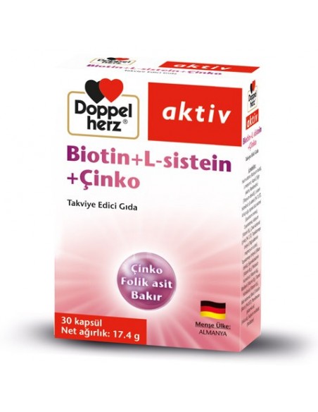 Doppel Herz Aktiv Biotin + L-sistein + Çinko 30 Kapsül