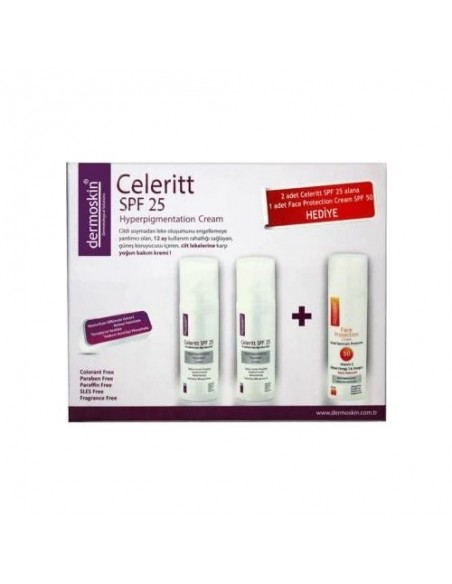 Dermoskin Celeritt Spf25 2x30ml + Face Protection Spf50 Cream 50ml Hediye