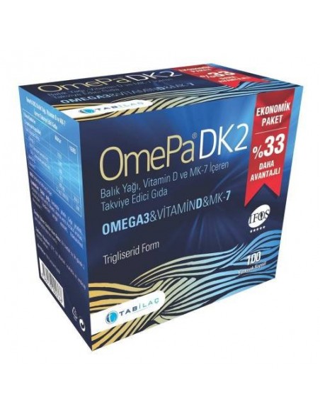 OmePa DK2 Omega 3 Vitamin D ve MK-7 100 Kapsül