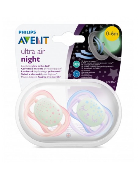 Philips Avent Ultra Night Air Emzik 0-6 Ay 2li Kız SCF376/12