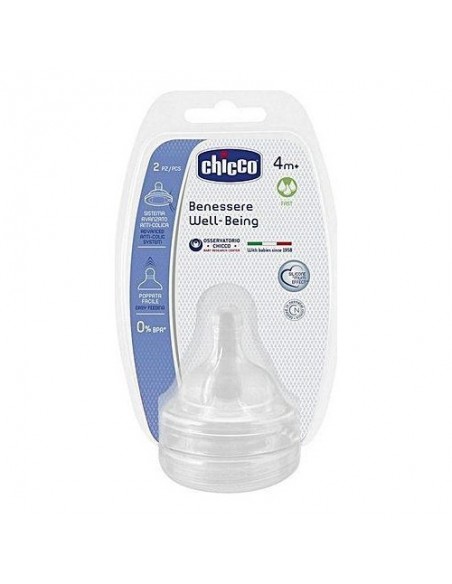 Chicco  WellBeing Fizyolojik Biberon Emziği 4 Ay+ Hızlı Akış Silikon