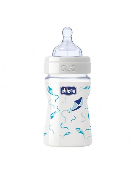 Chicco Wellbeing Cam Biberon Silikon Emzikli 150 ml - Mavi