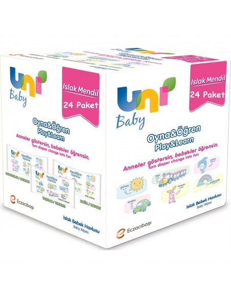 Uni Baby Islak Mendil Oyna & Öğren 52 Adet 24lü Paket