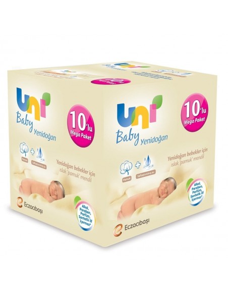 Uni baby Yenidoğan Islak Pamuk Mendil 10x40 lı Paket