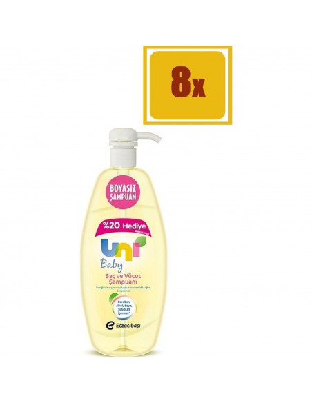 Uni Baby Saç ve Vücut Şampuanı 1000ml 8li Set