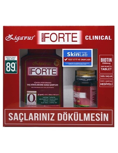 Zigavus Forte Clinical Şampuan Yağlı Saçlar  300 ml - Biotin&Saw Palmetto 30 Tablet Set