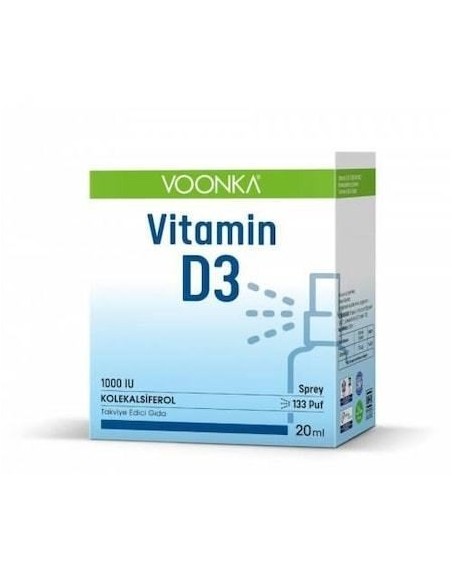 Voonka Vitamin D3 1000 IU Takviye Edici Gıda Sprey 20 ml