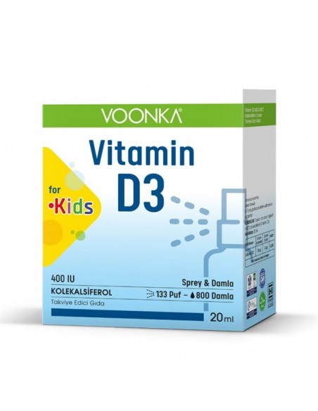 Voonka Vitamin D3 for Kids 400 IU Sprey&Damla 20 ml