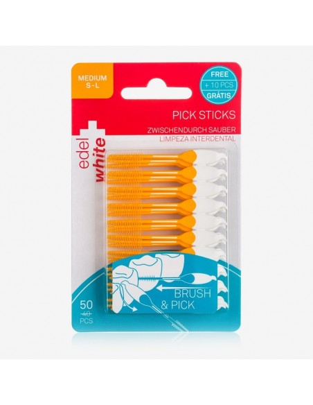 Edel White Pick Sticks Fırçalı Kürdan ( Medium ) 50 Adet