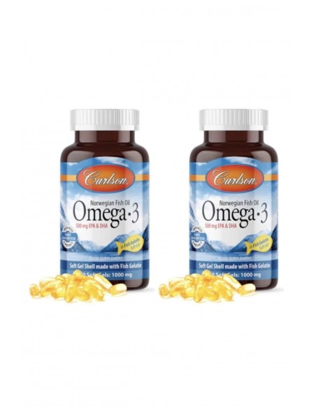 Carlson Fish Oil Balık Yağı Kapsül Omega-3 500 mg Epa&Dha 50 Kapsül x 2 Adet