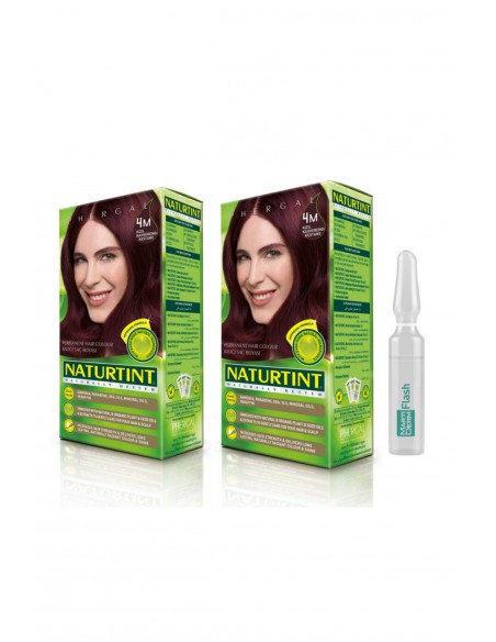 NATURTINT 2'li Set 4 Kızıl Kahverengi Kestane Kalıcı Saç Boyası Martiderm Flash Ampül