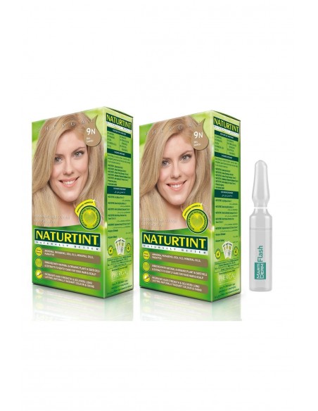 NATURTINT 2'li Set 9 N Bal Sarısı Kalıcı Saç Boyası Alana Martiderm Flash Ampul Hediye