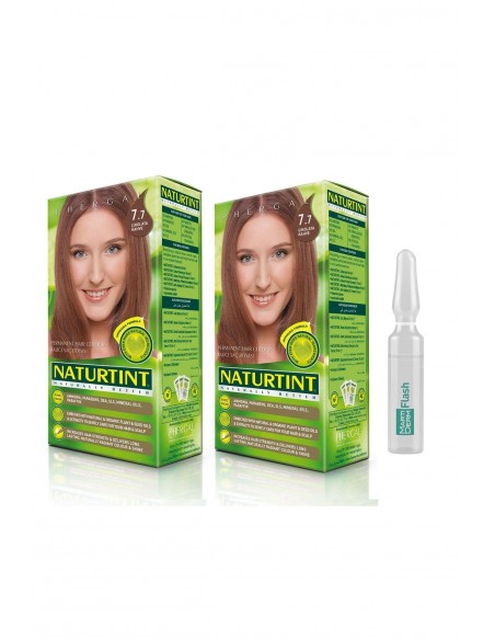 NATURTINT 2'li Set 7.7 Çikolata Kahve kalıcı Saç Boyası Alana martiderm Flash Ampül Hediye