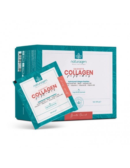 Naturagen Beauty Assist Collagen Peptides ( Yeşil Elma Aromalı ) 30 x 10 g