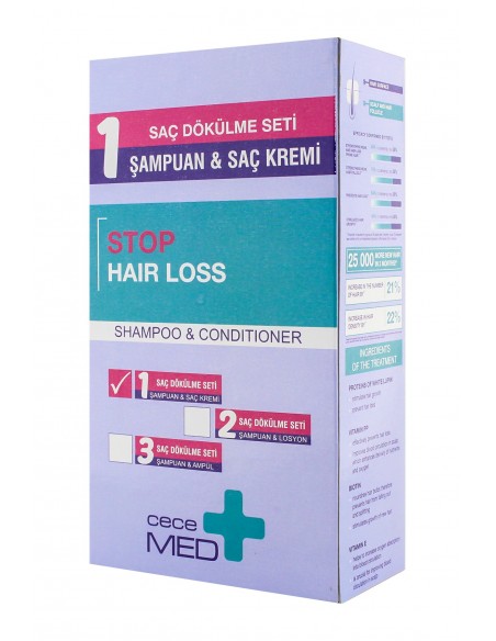 CeceMed Saç Dökülme Seti CeceMed Stop Hair Loss  Şampuan 300ml + CeceMed Stop Hair Loss Saç Kremi 300 ml