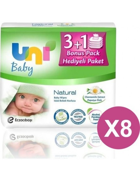 Uni Baby Natural Islak Pamuk Mendil 56'lı x 32 Paket