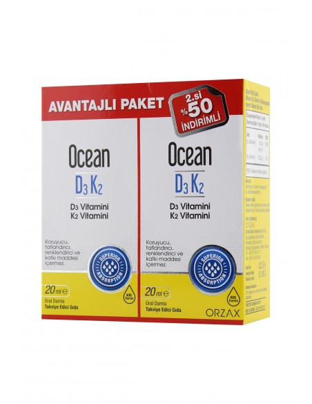 Ocean D3K2 Damla 20ml x 2 Adet  Avantajlı Paket