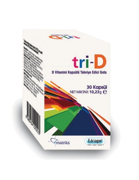 Tri-D D Vitamini Kapsülü Takviye Edici Gıda 30 Kapsül