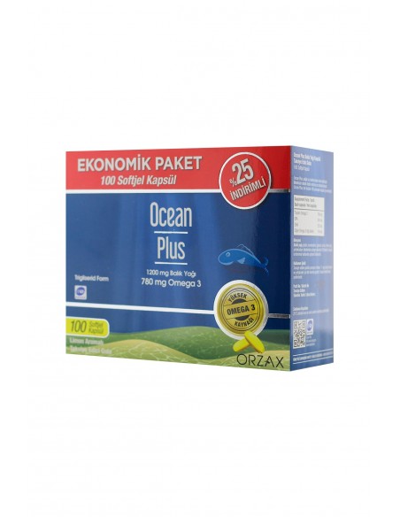 Ocean Plus 1200mg Limon Aromalı Takviye Edici 100 Kapsül | Ekonomik Paket