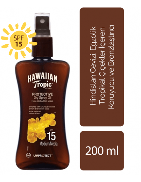 Hawaiian Tropic Tropical Dry Koruyucu ve Bronzlaştırıcı Yağ Spf 15 200 ml