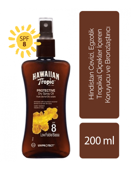 Hawaiian Tropic Tropical Dry Koruyucu ve Bronzlaştırıcı Yağ Spf 8 200 ml