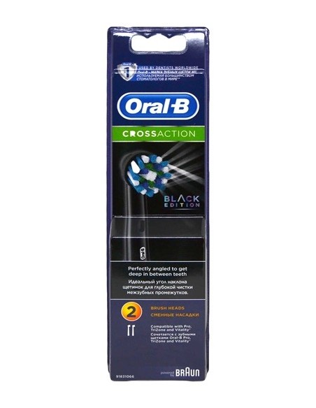 Oral-B Cross Action Black Edition Siyah 2'li Diş Fırçası Yedek Başlık