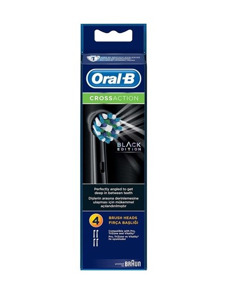 Oral-B Diş Fırçası Yedek Başlığı Cross Action Siyah 4 adet