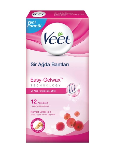 Veet Easy-Gelwax Normal Cilt 12'li Sir Ağda Bantları (S.K.T 07-2023)