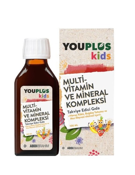 Youplus Kids Multivitamin Vitamin ve Mineral Kompleksi Takviye Edici Gıda 100 ml (S.K.T 12-2022)