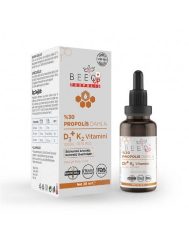 Beeo Up D3+K2 Vitamini %30 Propolis Damla 20 ml (S.K.T 04-2024)