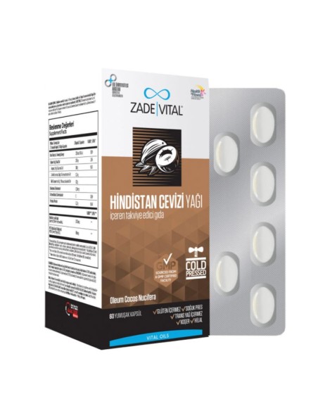 Zade Vital Hindistan Cevizi Yağı 60 Kapsül (S.K.T 03-2025)