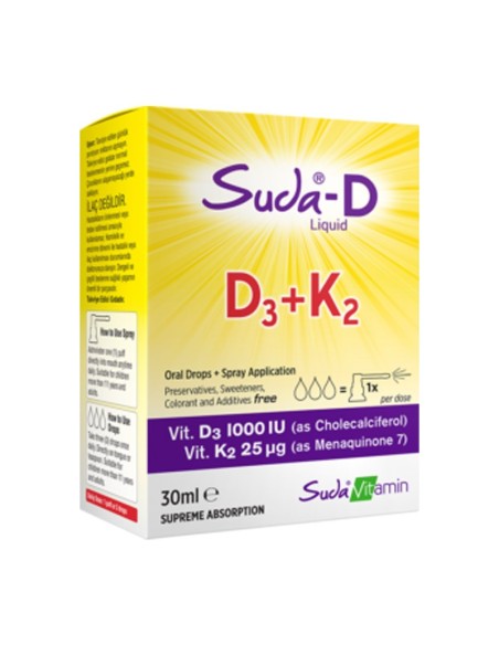 Suda Vitamin Suda-D D3+K2 Takviye Edici Gıda 30 ml (S.K.T 06-2023)