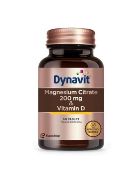 Dynavit Magnesium Citrate 200 mg & D Vitamini 60 Tablet