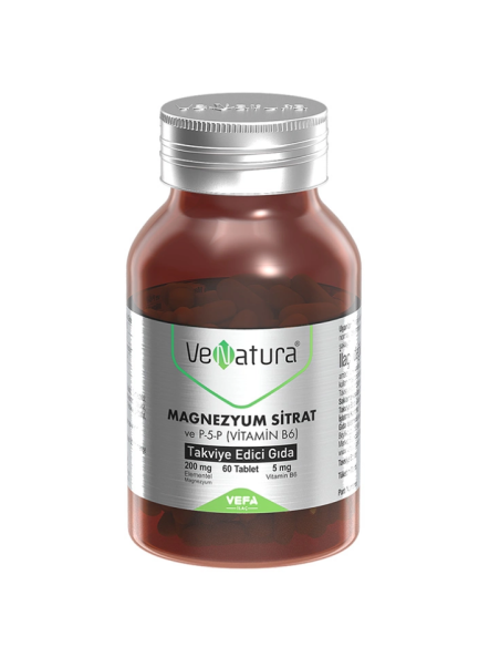 VeNatura Magnezyum Sitrat - Vitamin B6 - Takviye Edici Gıda 60 Tablet