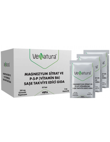 VeNatura Magnezyum Sitrat P-5-P Vitamin B6 60 Saşe (S.K.T 11-2024)