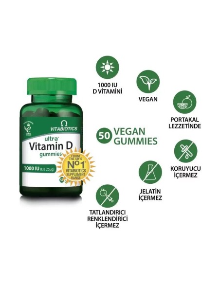 Vitabiotics Ultra Vitamin D Gummies 50 Çiğnenebilir Kapsül (S.K.T 04-2023)