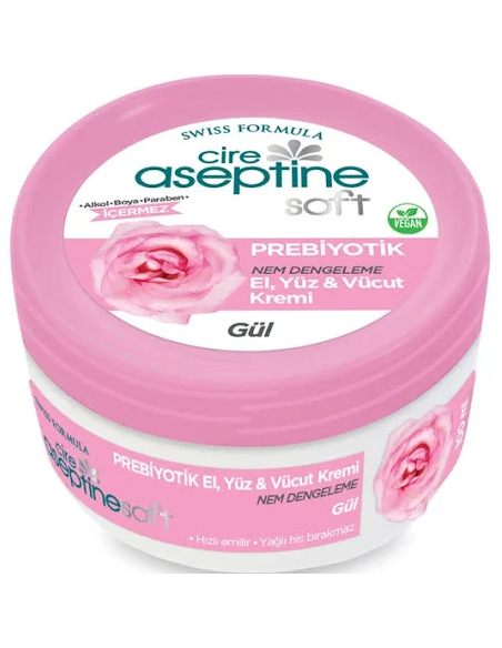 Cire Aseptine Soft Gül Özlü Nem Dengeleyici ve Besleyici Prebiyotikli Krem 100 ml