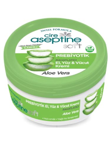 Cire Aseptine Soft Aloe Vera Özlü Rahatlatıcı Besleyici Prebiyotikli Krem 100 ml