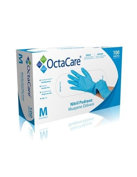OctaCare Nitril Pudrasız Muayene Eldiveni ( Medium ) 100 Adet