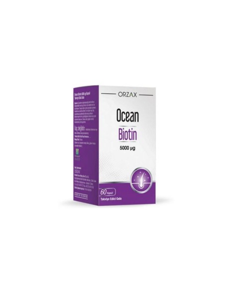 Ocean Biotin 5000mg 60 Kapsül Takviye Edici Gıda (S.K.T 02-2025)