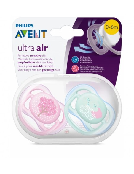 Philips Avent Ultra Air Hava Delikli Desenli 2'li Emzik ( Kız ) SCF343/20 0-6 Ay