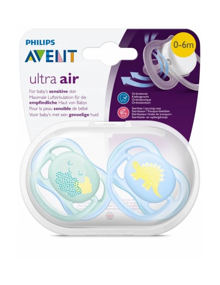 Philips Avent Ultra Air Hava Delikli Desenli 2'li Emzik ( Erkek ) SCF344/20 0-6 Ay