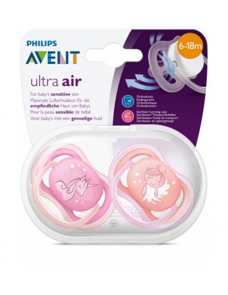 Philips Avent Ultra Air Hava Delikli Desenli 2'li Emzik ( Kız ) SCF345/22 6-18 Ay